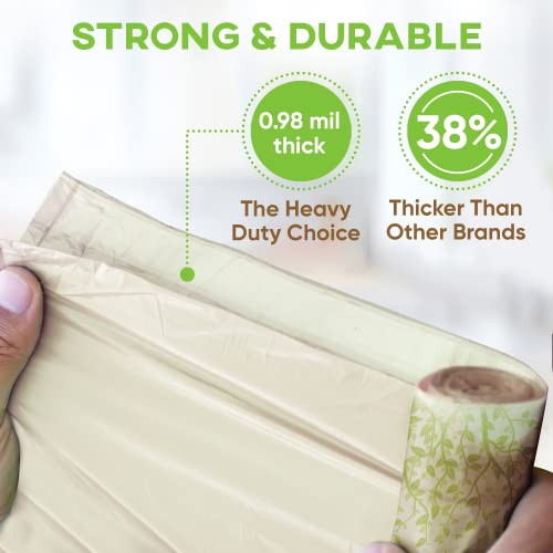 Third Rock 100% Compostable Trash Bags, 1.6 Gallon, 130 Count - 0.98 Mil Thick, Leak Proof, Easy Tie Kitchen Compost Bags Small, Biodegradable Trash Bags, Compostable Bags Astm D6400 Us Bpi Certified #TOP1