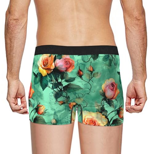 Men's Underwear Roses on Green Boxer Briefs Breathable Comfortable4