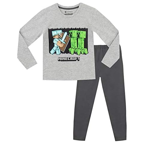Minecraft Jungen Steve und Creeper Schlafanzug, Grau, 158 (Herstellergröße: 12 - 13 Jahre) Cover