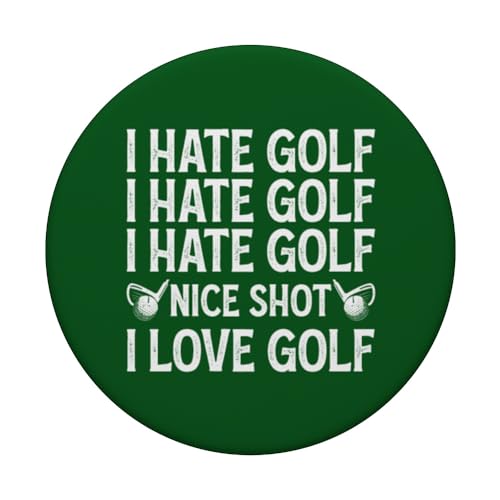 I Hate Golf Nice Shot I Love Golf - Funny Golfing Golfer PopSockets Swappable PopGrip, Black - Image 3
