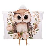 Wearable Hooded Blanket Cape Baby Girl Owl Blanket Hoodie Super Soft Sherpa Fleece Flannel Throw Blanket with Hood Gifts for Owl Lovers Blanket Hoodie for Kids Teens Men Women for Couch Travel 60'x80'