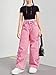 BEAUDRM Girl's Star Patched Y2k Jeans Wide Leg Elastic High Waist Denim Pants Streetwear Pink 12Y