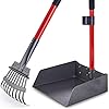 Pooper Scooper for Large Dogs Small Dogs and Horses Metal Poop Scooper Set with Long Handle Rake and Tray for Yard Grass Dirt or Gravel Heavy Duty Aluminum Poop Picker Upper