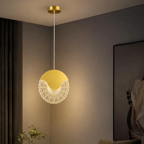 Image of Lampmaster Oval Lumiround Pendant Light with Warm Glow | Decorative Ceiling Lamp | Gold Finish | Adjustable Height | Perfect for Bedroom, Living Room & Dining Area, Home & Office | 1 Year Warranty