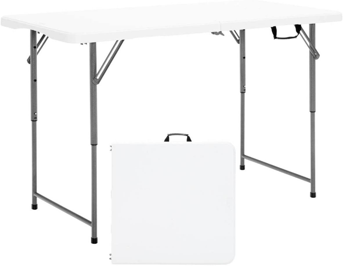 COSTWAY Folding Camping Table, 3Level Adjustable Height Party Picnic