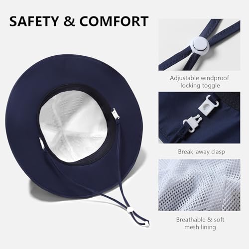 Image of BASSDASH Kids UPF 50+ Wide Brim Sun Hat for Summer Beach Outdoor