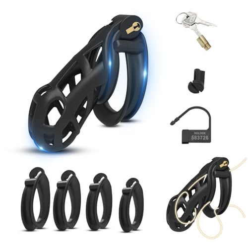 6.0 Peniskäfig,Chastity Cage Male,mit 4 Beidseitig-Arc Hoden Penisring,Keuschheitskäfig Herren,BDSMs Spielzeug Hart,Sex Spielzeug für die Männer,Chastity Cage Penis Käfig Keuschheitsgürtel (XL)