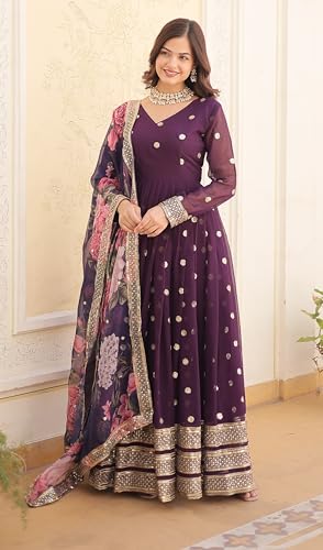 Image of Fashion Basket Georgette Embroidered Anarkali Kurta Set for Women