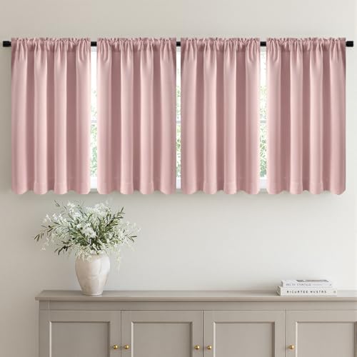 Image of MIULEE Light Pink Room Darkening Bedroom Curtains 54 Inch Length 4 Panels
