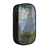 クロード モネ 散歩 日傘をさす女性 筆箱 シンプル ペンケース おしゃれ 大容量 二階建て 多機能 かわいい 男の子 女の子 小学生 中学生 高校生 人気 プレゼント Black G7J285J