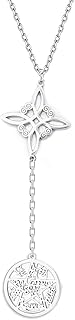 Witches Knot Necklace for Women Stainless Steel Tetragrammaton Pentagram Witchy Magic Celtic Knot Pendant Protection Witchcraft Pagan Irish Jewelry