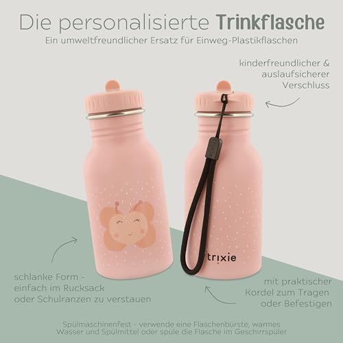 wunderwunsch Trinkflasche personalisiert für Kinder, Flasche personalisiert, Babyflasche, Kinder Flasche, Trixie Trinkflaschen mit individuellem Namen (Schmetterling, 500ml)