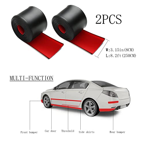 Muekzru 2Pcs 8.2Ft*3.15In Side Skirts For Cars Universal,Universal Rubber Anti-Scratch Side Skirts Edge Guards.protector For Sedans, Truck, Suv Before And After Bumper Multifunction Protector(Black) #TOP2