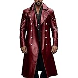 JEShifangjiusu Mens Vintage Classic WW2 Officer Military Uniform Long Trench Coat Motorcycle Jakcet Faux...