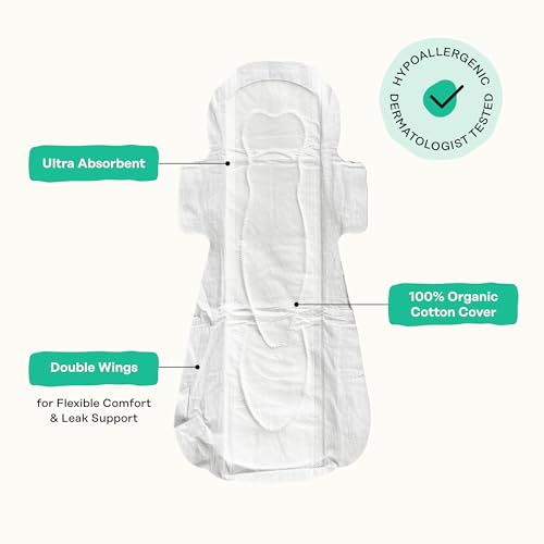Image of The Honey Pot Company - Cooling - Overnight - Incontinence Pads for Women | Cooling Effect - Infused w /Mint, Aloe, Lavender - Organic Cotton Cover - Bladder Leak Control - Feminine Care - 64 ct
