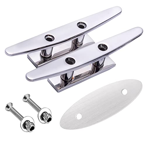 Boat Cleats Stainless Steel Boat Cleat 6 Inch 316 Stainless Steel Boat Cleats Flat Top Open Base Cleat Boat Dock Cleats 6 Inch Boat Rope Cleat Boat Mooring Cleat Pack Of 2 #TOP7