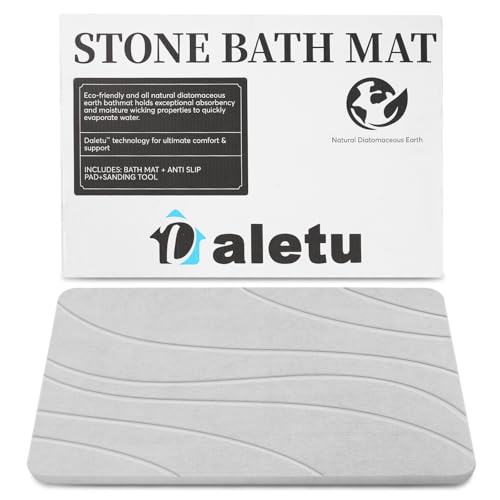Daletu Tapis de Bain en Pierre de diatomée à séchage Rapide, antidérapant, Super Absorbant, pour Salle de Bain, comptoir de Cuisine, Plante ou Animal Domestique