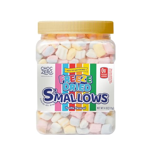 ChocZero Freeze Dried Marshmallow Bits, Sugar Free, High Fiber, Fun Shapes for Low Carb Baking, Keto Ice Cream and Cereal Topping, 4 Ounce (Pack of 1)