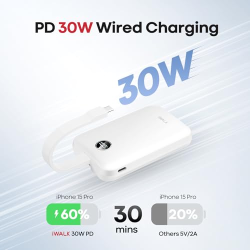 iWALK Magnetic 10000mAh 30W Wireless Power Bank for iPhone 16/16 Pro/15/14/13/12 Series
| iWALK 30W Fast Charging Porta