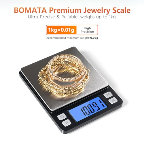 BOMATA 0.01g High Precision Jewelry Scale, 1000g Digital Gram Scale, Black by BOMATA - Image 2