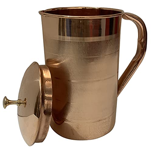 Jarra de cobre - Jarra de cobre 100% puro para agua potable Jarra de cobre puro | Jarra de cobre para beneficios de salud almacenamiento y servicio de agua restaurante Hotel Home 1.5 litros Cover