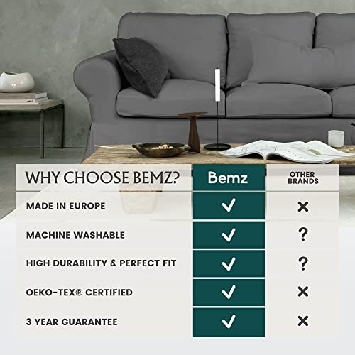 Bemz Ektorp Sofa Cover — Custom Slipcover Replacement For Ikea Ektorp 3 Seat Sofa — Premium 7 Piece Fitted Machine Washable Couch Cover — Classic Slipcovers — Covers For Couches And Sofas, Grey #TOP5