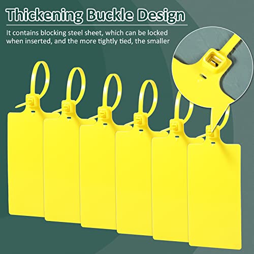 Youyole 200 Pieces Plastic Tags Waterproof Tags Plastic Seal Shipping Tags Logistics Use Big Sign Tie Large Label Tie 250 mm Total Length(Yellow)