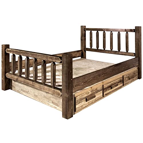 Montana Woodworks Homestead Collection King Bed With Storage, Stain & Lacquer Finish #TOP4