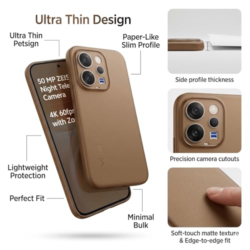 Image of FIRST MART Back Cover for Vivo V70 5G | Ultra-Thin Frosted Matte Semi-Transparent Silicone Case, Anti-Slip Grip, Precise Fit | Brown