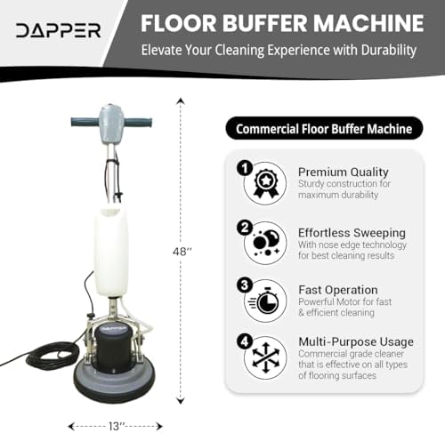 13" Heavy-duty Multi-Functional Floor Buffer Polisher Machine - Clean, Buff, Scrubb and Polish with Ease! Ideal for Carpets Too! Includes Optional Solution Tank, 2 Brushes and 3 Scouring Pads - 1