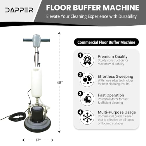 13" Heavy-duty Multi-Functional Floor Buffer Polisher Machine - Clean, Buff, Scrubb and Polish with Ease! Ideal for Carpets Too! Includes Optional Solution Tank, 2 Brushes and 3 Scouring Pads - Thumbnail 2