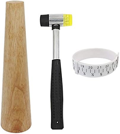 HEYMOUS Wood Bracelet Mandrel Round Plastic Wrist Sizer with Jewelers Hammer Rubber Mallet Bangle Shaper Tool Jewelry Making Tools Repair Kit