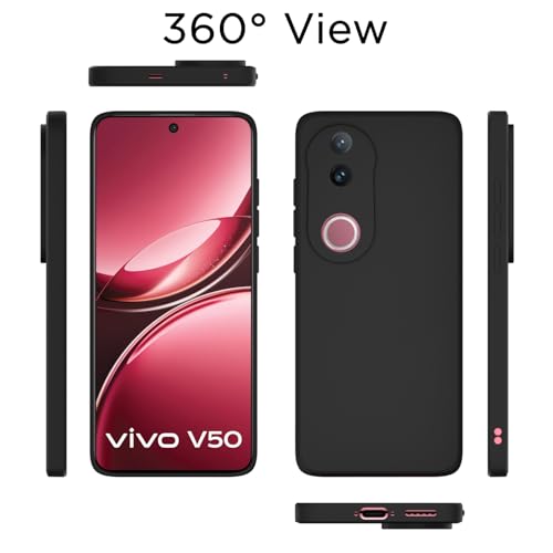 Image of Outlouders Back Cover for iQOO Z10R 5G / Vivo V50 5G / V50e 5G / Vivo T4R 5G | Camera Protection | Durable Soft Matte Silicone Bumper Case (Black)