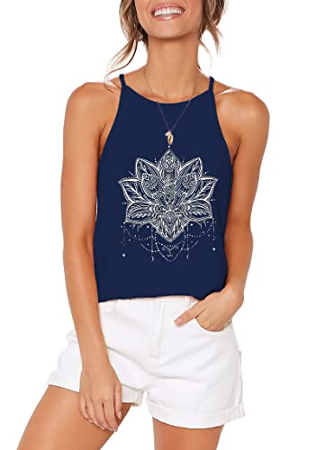 Image of LouKeith Womens Tank Tops Casual Flowy Printed Vest Shirts Sleeveless Cotton Soft Summer Tees Blouses