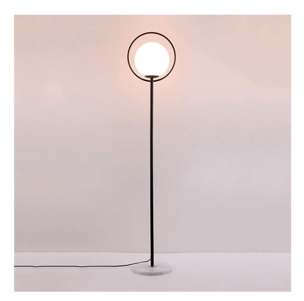 Lámpara de pie E27 con base de mármol y pantalla de esfera de cristal para dormitorio 8