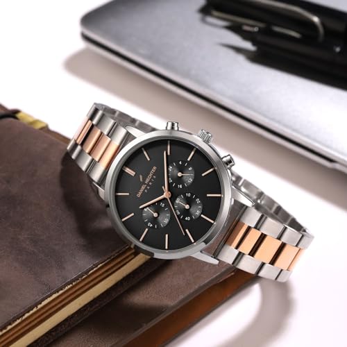 Image of Daniel Hechter Paris Wagram Collection Chronograph Watch for Men with Round Dial, Quartz Movement, Three Sub-Dials and Stainless Steel Strap - DHM1051