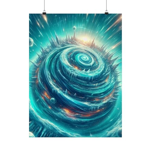Premium Matte Poster - Bright Turquoise Icy World Spinning Fast
