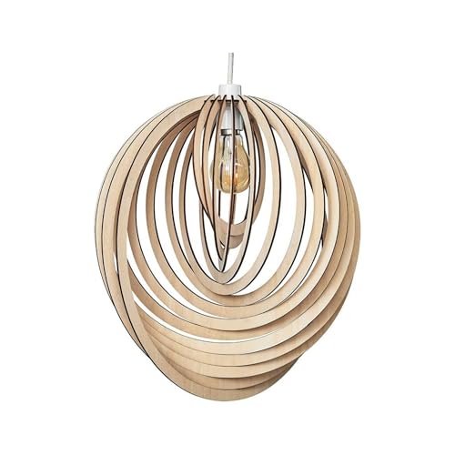 Lustre moderne en forme de goutte en bois, motif spirale