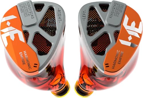 Image of HE Xiao Qiao Semi-open Single Dynamic In Ear Monitors, 10mm Graphene Diaphragm Dynamic driver IEM, Gaming IEM Earphones, HiFi Wired Earphones with 5 Axis CNC Hyper Presicion Resin (Orange, 3.5mm)