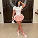 Two Piece Outfits for Women Summer Y2K Going Out Lace Trim Ruched Crop Tops Pleated Bubble Mini Skort Skirt Sets Party Club Outfits Pink