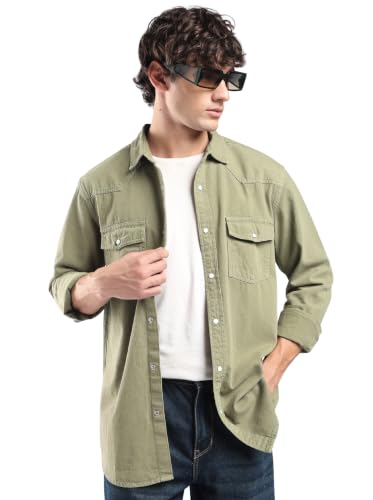 Image of INKD Men's Regular Fit Shirt - 100% Cotton | Casual Shirts for Men | Full Sleeve