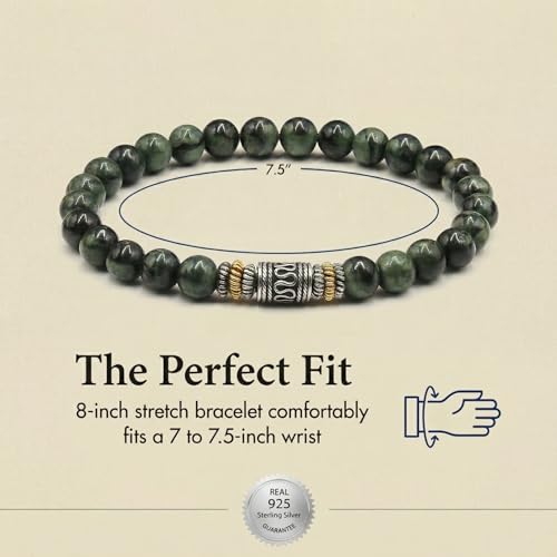 Pulsera de cuentas de jade verde y plata esterlina miniatura 5