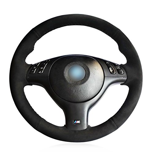 Mewant Customized Black Suede Car Steering Wheel Cover For Bmw 3 Series E46 E46/5 2004-2005 / 5 Series E39 2002-2003 / M3 2001-2006 / M5 2000-2003 #TOP1