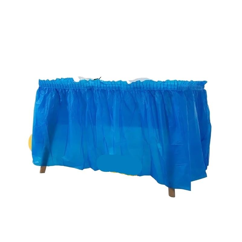 Falda de mesa desechable, falda de mesa de plástico libre de BPA, mantel Rectangular reutilizable desechable, falda for fiesta de banquete de cumpleaños, 1 ud. ( Color : Blue , Size : 73x426cm Table S