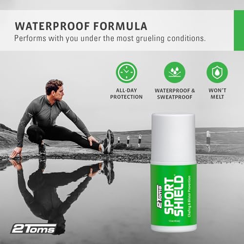 Image of 2Toms SportShield, All-Day Anti Chafe and Blister Prevention, Waterproof | Soothing Anti-Chafe Prevention for Chafing & Skin Irritations
