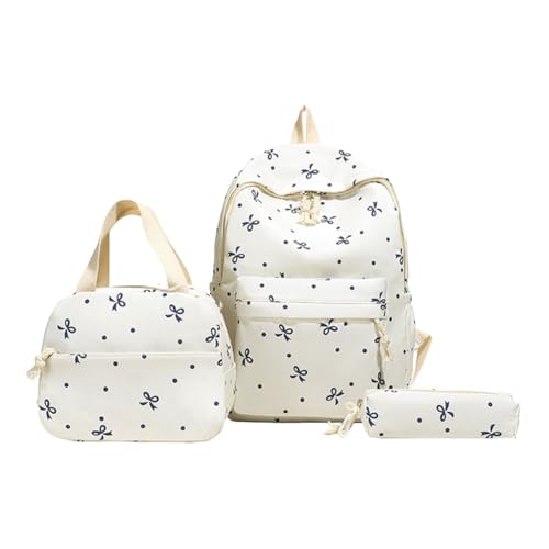 Juego de mochila simple 3 en 1 con bolsa de almuerzo y estuche para lápices, mochila escolar con lazo, bonita mochila para laptop, regalo escolar al aire libre, Blue, 385x290x130MM