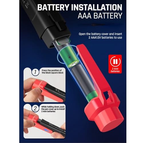 Image of Digital Non-Contact Voltage Tester AC12-1000V Test Pen with 3-Color LED Display and Flashlight Black Red