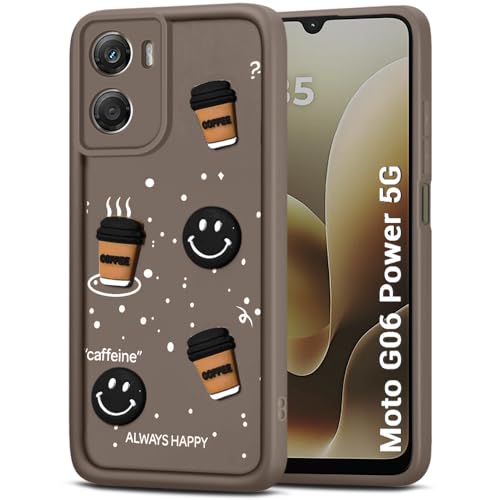 Image of TheGiftKart Back Cover Case for Motorola Moto G06 Power 5G | Cute Fun Cartoon 3D Bear Coffee Case | Full Camera Protection | Shockproof Back Cover Case for Motorola Moto G06 Power 5G (Silicone, Brown)