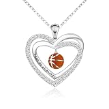 Helonley Ball Necklace for Women: 925 Sterling Silver Basketball Pendant