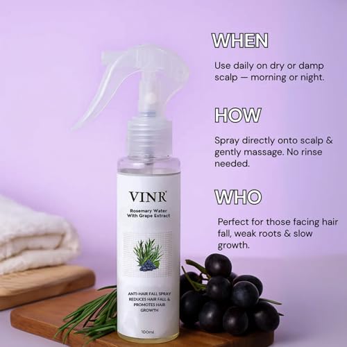 Image of VINR Rosemary Hair Spray for Hair Growth | Rosemary Water & Mint Scalp Strengthening Spray | Anti Hair Fall | Hair Mist | Lightweight Hair Growth Mist | All Hair Types Pack of 2 (200ml)